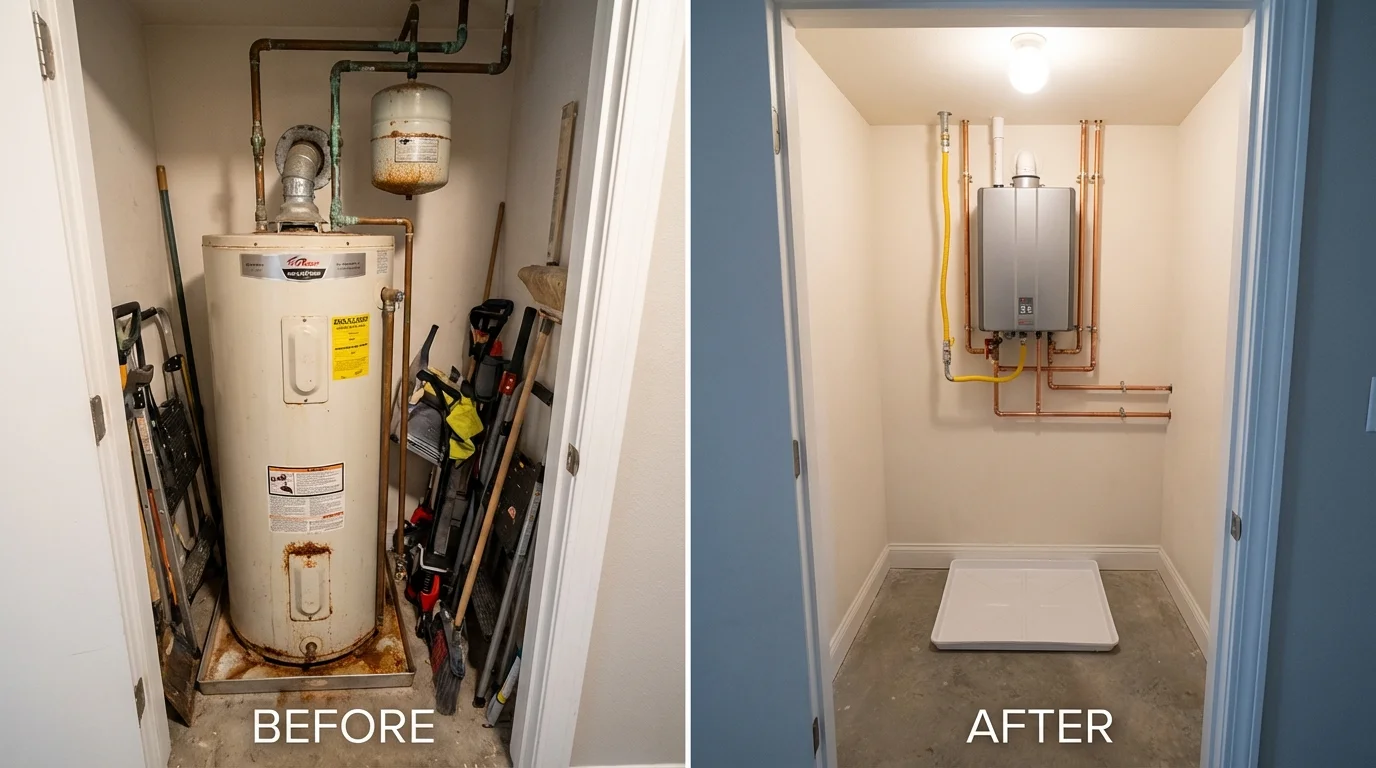 Tank water heater versus wall-mounted tankless unit comparison for Cheyenne Wells, CO homeowners